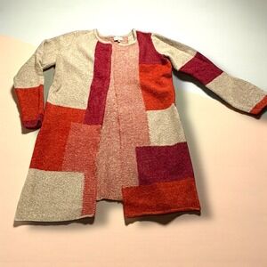 CYRUS Colorblock Patchwork‎ Long Cardigan Sweater Women's Size L
